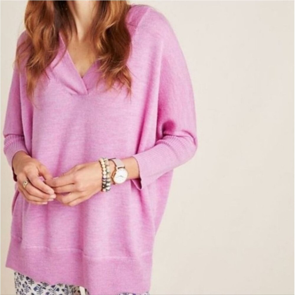 Anthropologie Araminta Dolman Sleeve Merino Wool Vneck Sweater M